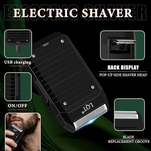 Professional Barber Kit for Men,Cordless Hair Clipper, Beard Trimmer, Foil Shaver,Nose Hair Trimmer Set, Transparent Design, LED Display,Home Grooming Tools,Gifts for Men, Father's Day & Holidays