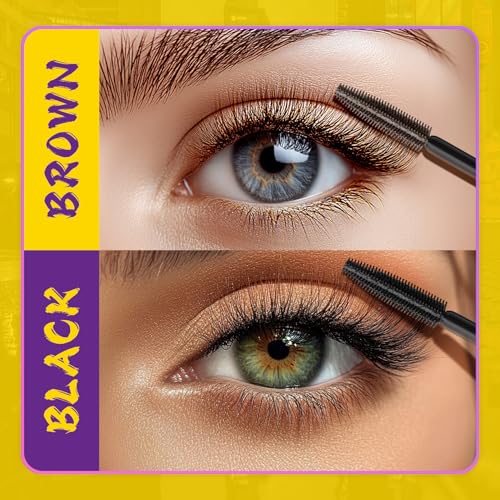 Volumizing & Lengthening Mascara - Waterproof, Smudge-Proof, Buildable Formula for Clump-Free Lashes - Adds Natural Volume & Length - Sweatproof, Long-Lasting, Curling - Easy to Apply (Brown)
