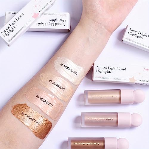 GECOMO Liquid Contour Beauty Wand Face Highlighter Bronzer Makeup Stick, Dewy Finish, Moisturizing Silky Smooth Texture 0.25 Oz/ 7.5ml - 02 STARLIGHT