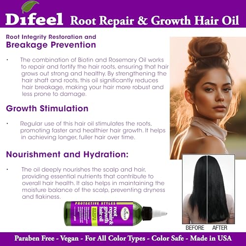 Difeel Protective Styles Root Repair and Growth Hair Oil with Biotin and Rosemary Oil 8 oz. - Hair Root Treatment and Scalp Treatment for Hair Growth