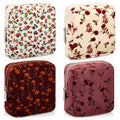 Abbylike 4 Pcs Floral Makeup Bag Cosmetic Bag with Zipper Portable Small Pouches for Purse Toiletry Mini Pouch Cute Mini Makeup Purse for Coin Essentials Items Women(Rose)