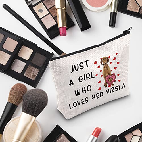 G2TUP Vizsla Dog Lover Gift - Makeup Bag for Vizsla Mom & Owner - White Zipper Travel Bag