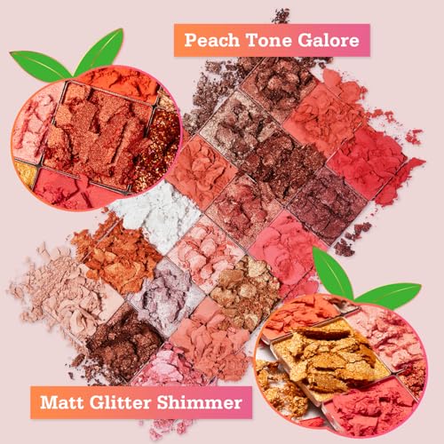 Peach Please 18 Colour Eyeshadow Palette for Beauty - Eyeshadow Cosmetics with Matte Metallic Sparkle Shimmer Pink & Highlighter Eye Makeup for Girls & Powder Eye Shadow Pallet