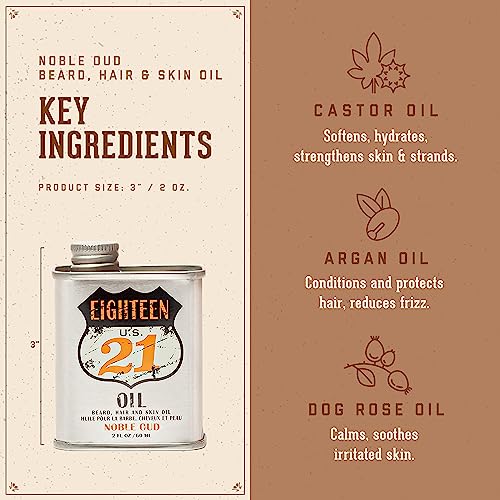 18.21 Man Made Noble Oud & Absolute Mahogany Beard, Hair & Skin Oil 2-Set Bundle, All Hair & Skin Types for Men, Strengthens and Moisturizes in a Manly Aroma