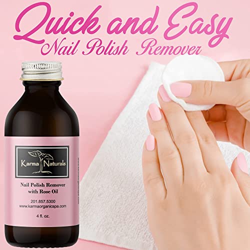 Karma Organic Nail Polish Remover Bundle Natural Rose Oil & Orange Blossom Scented (4FL-Oz Each)