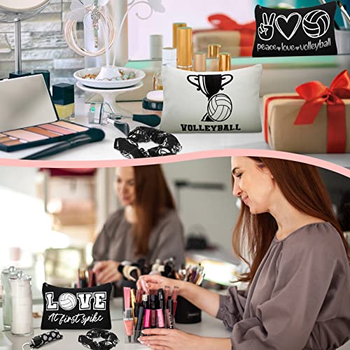 Kajaia 36 Pcs Volleyball Gifts for Teen Girls Makeup Bags Cosmetic Bags Sport Hair Scrunchies Lipstick Holder Keychains for Party Favors Team Gifts