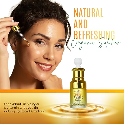 Ginger Vitamin C Serum for Face ? Organic Facial Serum with Hyaluronic Acid & Turmeric Root | Hydrating Moisturizer for Dull, Dry Skin ? Reduces Acne, Wrinkles & Hyperpigmentation - 1FL OZ