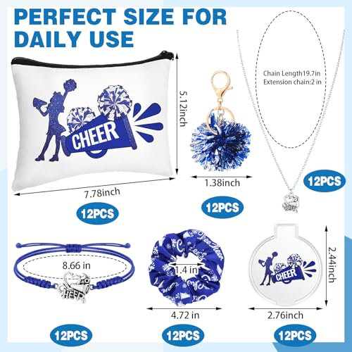72 Pcs Cheer Gifts Bulk for Team Cheerleader Valentines Gifts Bag Necklace Bracelet Hair Ties Pom Pom Keychain Mirror