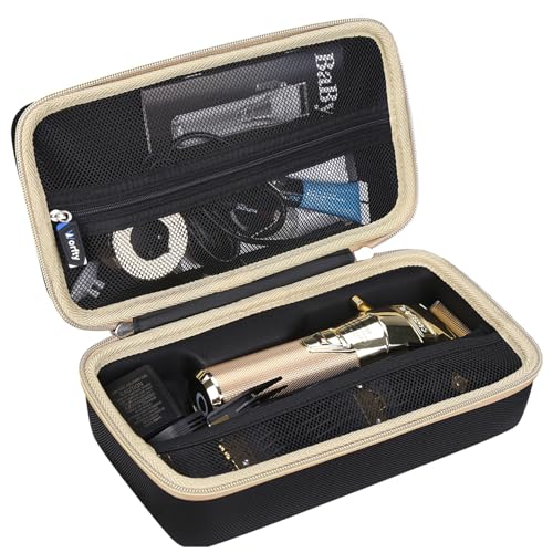 Case for BaBylissPRO FXONE/FX+ Professional Cord/Cordless Hair Clipper - Hard Protective Travel Carrying Storage Organizer Bag (Black & Golden)