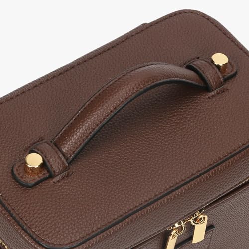 Makeup Bag Vanity Case with Removable Divider Travel Toiletry Bag Portable Cosmetic Bag Makeup Organizer Case (Coffee)