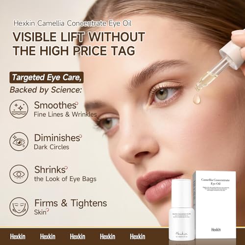 Camellia Concentrate Eye Serum Oil - 0.5 Fl Oz, Natural Dark Circle Treatment, Wrinkle Reduction, Brightens, Nourishes, Smooths Under-Eye, Dropper
