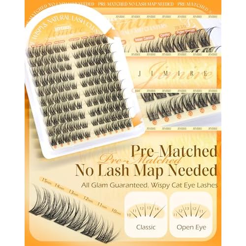 Natutal Lash Clusters Wispy Lashes Clusters Cat Eye Cluster Eyelash Extensions Natural Look 10-16MM Pre-Lash Map Individual Lashes Eyelash Clusters by JIMIRE