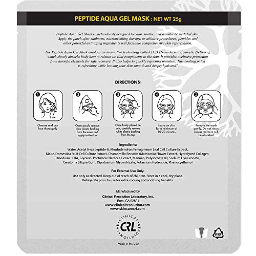 Clinical Resolution CRL Peptide Aqua Gel Mask 5 Pack Instant Hydration, Soothing & Cooling, Helps Comfort Skin After Professional Treatments, for a Refreshed, Healthy-Looking Complexion