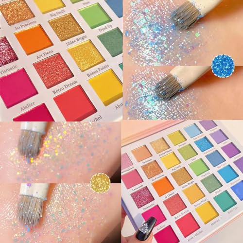 30 Color Rainbow Eyeshadow Palette Highly Pigmented Mattes Glitter Shimmers Eye Shadow Palettes Blendable Long Lasting Waterproof Colorful Professional Makeup Palette Gift Set