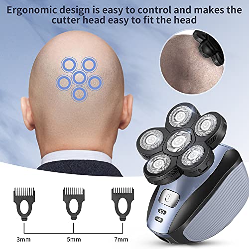 Head Shavers for Men - Upgraded Multifunctional Bald Head Shaver, Waterproof Electric Razor for Men Cordless Rechargeable Shaving Grooming Kit (Blue)