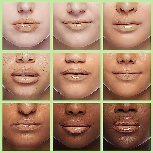 Sea-Maid Lip Oil, Hydrating Lip Gloss Tinted Lip Balm Transparent Lip Care, Big Brush Head Glitter Shine, Long Lasting Nourishing Non-sticky Fresh Texture, Green