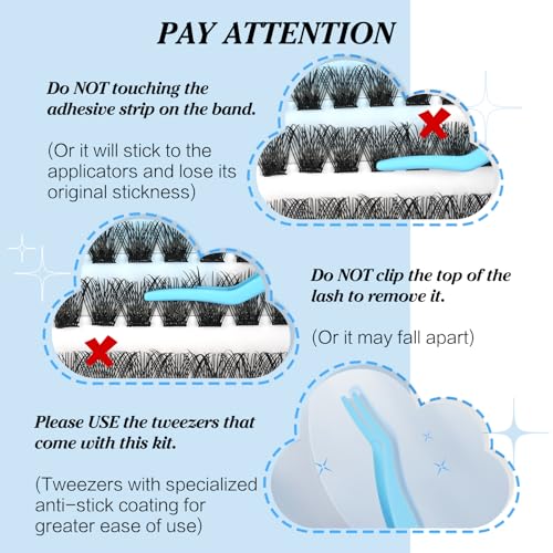 KevKev Self Adhesive Eyelashes 40Pcs Press On Lashes No Glue Needed Self Adhesive Lash Clusters Reusable Pre-Glued Eyelashes with Tweezers DIY Lash Extension Kit for Beginners (Caramel, D-10-18mix)