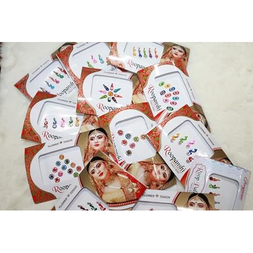 12 Packs Bindi Multicolored Forehead Tika Face Jewels Bollywood Style Fancy Bindis for Women