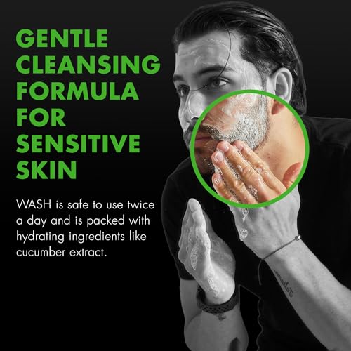 Tiege Hanley Daily Face Wash for Men, Gentle Fragrance-Free Cleanser with Jojoba Oil, Aloe, & Vitamin B3, Hydrating Foaming Formula for Deep Clean, Gentle on Sensitive Skin, Men¡¯s Skin Care, 2.5 Fl Oz