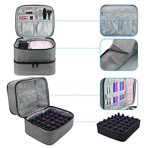 Dr.Pedi Nail Polish Organizer Case, Nail Supply Storage 30 Bottles (15ml - 0.5 fl.oz) Double Layer Design Nail Polish Holder Organizer Case, Nail Organizers and Storage for Nail Tech