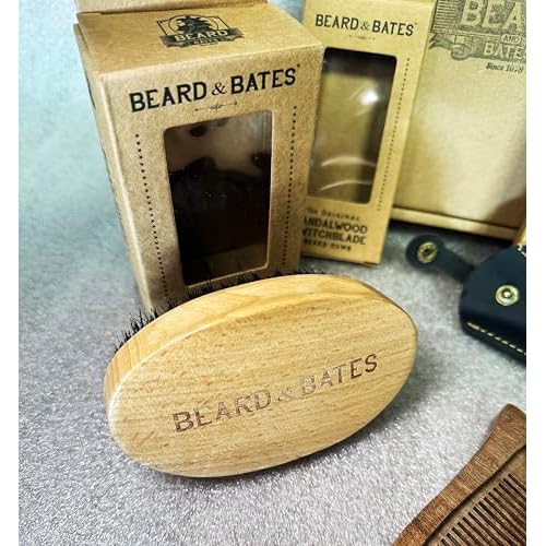 BEARD & BATES Factory Seconds Beard Tool Kit, Wooden Comb, Scissors, Brush, Deep Discount