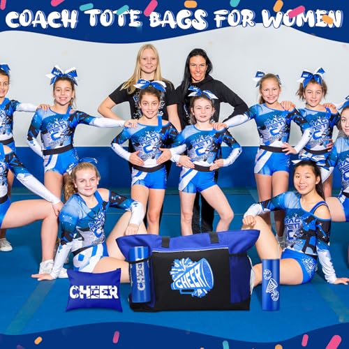 Patelai 4 Pcs Cheerleader Gifts Set Cheer Tote Bag 20 oz Tumbler Women Makeup Bag Keychain Stuff Accessories for Cheerleader