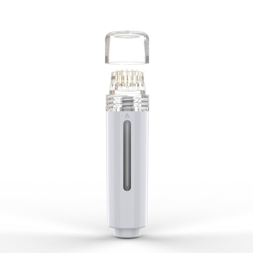 Micro Titanium Infusion Derma Stamp Microneedle for Skin Care Face Lips Hair Scalp Derma Roller Alternative Beauty Tool Microneedling Serum Applicator Microneedling Pen (Silver)
