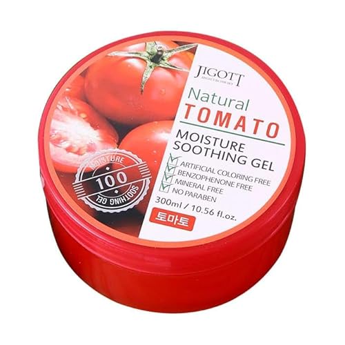 Jigott Natural Tomato Moisture Soothing Gel 300ml/10.56 fl.oz - Artificial Coloring Fee, Benzophenone Free, Mineral Free, No Paraben (Tomato)