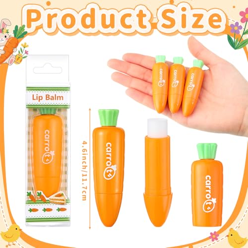 24 Pcs Easter Beauty Gifts Bulk Carrot Lip Balm Bulk Moisturizing Nourishing Lip Care Easter Basket Stuffers Goodie Bag Fillers Spring Gift Ideas for Women Adults (Red Velvet Carrot Cake)