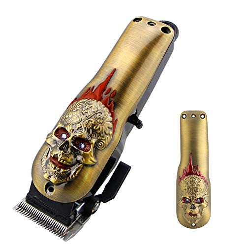 FILFEEL Professional Hair Clipper Front Cover, Electric Hair Cutter Trimmer Sheel Protective Casing for (Skull Gold)
