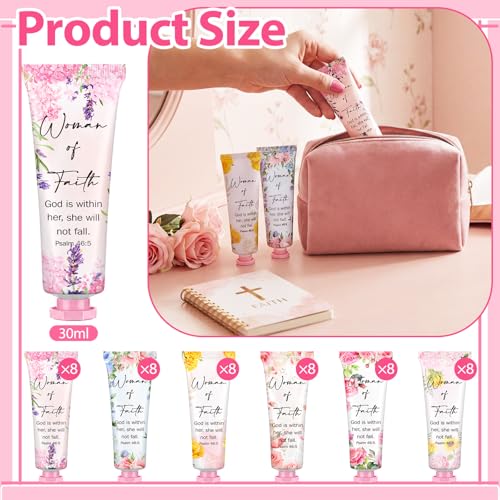 Loopeer 48 Pcs Christian Hand Cream Gifts for Women Bible Verse Scripture Hand Lotion Religious Party Favors Church Prayers Gifts for Women Day First Time Visitors Bridal Shower Mom Teacher Employee