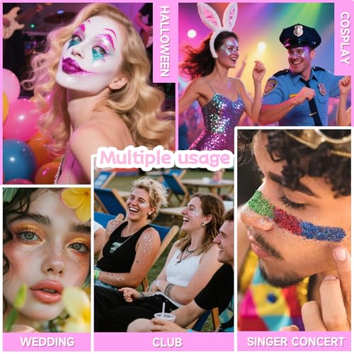 Purple Face Body Glitter Gel,Sparkly Face Glitter for Women,Mermaid Sequins Hair Glitter Makeup£¬Chunky Glitter Makeup for Face/Body/Hair/Eyes,Easter Basket Stuffers for Teens