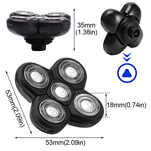 5 Heads Shaver Head, 2pcs Double Ring Floating Electric Shaver Blade Heads Shavers Replacement, Universal Hair Trimmer Shaving Bald Tool, Not Fit for Remington Razors and Skull Rotary Razors
