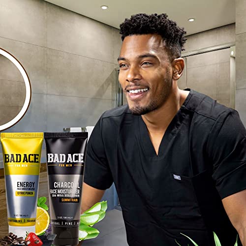 BAD ACE Moisturizer Bundle | Face Moisturizer for Men | Korean Skin Care, Men's Face Care Kit | Vitamin & Charcoal Men's Moisturizer Set