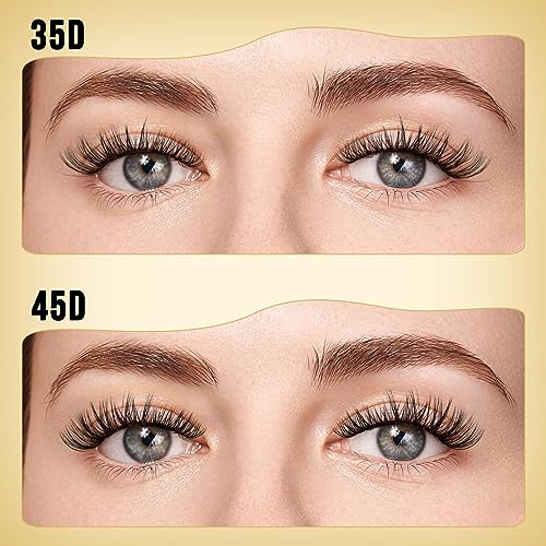 QUEWEL Lash Clusters 320Pcs Cluster Lashes 35D+45D D Curl Lash Cluster Eyelash Extensions Mix9-16mm Individual Eyelashes Clusters Wispy Lash Clusters Thin Band Soft to Use at Home(35D+45D D Mix9-16)