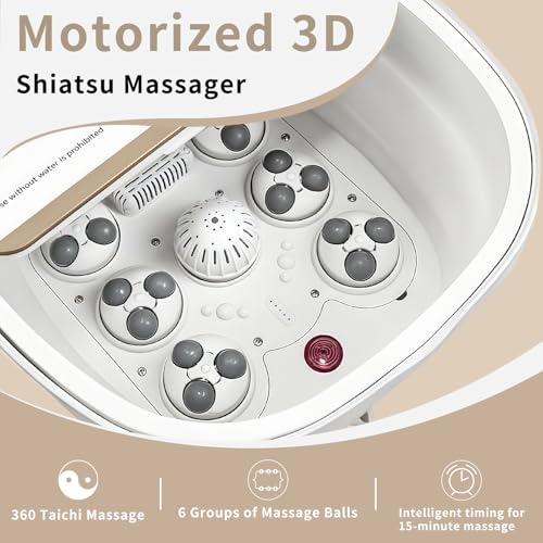 Collapasible Foot Spa Bath Massager with Heat, Pedicure Foot Spa with Bubbles/Timer/Temperature Control, Feet Soak Tub for Home, Office, Relaxation and Stress Relief, Gift for Men and Women