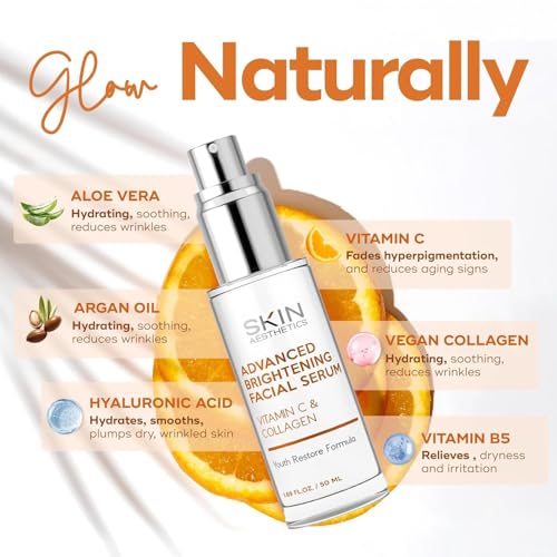 Vitamin C Serum + Moisturizer Skin Care Set - Dermatologist Tested - with Collagen to Brighten & Even Skin Tone - Anti-Aging & Acne Scar Treatment - Korean Skin Care - Clean Beauty, Cruelty-Free