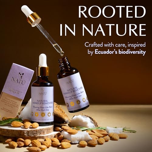NAT? BOTANICALS Natural Makeup Remover Oil ? Non-Greasy Gentle Cleanser, Lip & Eye Makeup Remover - Nourishing & Hydrating Cleansing Oil for Face Leaving Skin Soft & Radiant - Clean & Natural