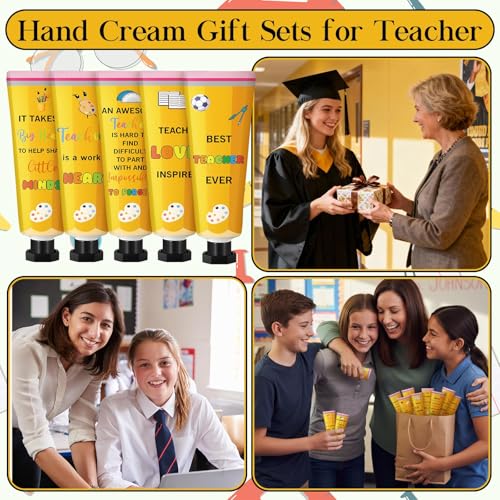 Leelosp 80 Pcs Teacher Appreciation Gift - Pencil Design Hand Cream Bulk Mini Travel Size Moisturizing Hand Lotion for Women Teacher Appreciation Week Graduation Party Favors, 10 Natural Fragrances