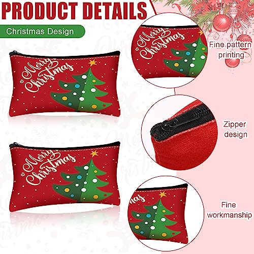 Sweetude 20 Pcs Bulk Christmas Makeup Bags for Women Xmas Theme Cosmetic Pouch Travel Toiletry Organizer Santa Snowman Reindeer Holiday Gift for Family Friends Schoolmates10 Style