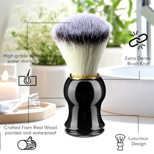 Patelai 4pcs Shaving Brush for Men Hand Crafted Shaving Brush for Wet Shave Using Shaving Cream Premium Quality Hair Bristle Bamboo Black Handle Shave Brush for Bearded Man Father Boyfriend Gifts