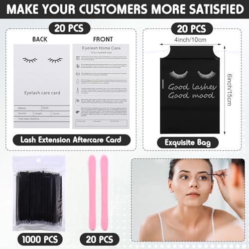 Yaomiao 130 Pcs Lash Shampoo Bottle Brushes Set 20 Foam Pump Dispenser 20 Cleaning Brush 20 Eyelash Extension Spoolies Tube 20 Instructions Cards 20 Aftercare Bags 20 Facial Sponge(Black)