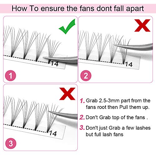 Premade Volume Eyelash Extensions 7D-C-0.07-14 Short Stem Premade Fans Eyelash Extensions 9 to 20 mm Pre made Lash Fans 3D 5D 7D Volume Lash Extensions .07 .10 C D Curl(7D-C-0.07,14mm)