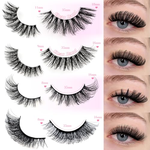 FARRED Lashes Wispy False Eyelashes 4 Styles Cat Eye Fake Lash Strips Big Fluffy Fox Strip Eyelash Pack 20 Pairs Natural Mink Cateye Lashes Natural Looking Wispies Easy Russian Eye Lash for Beginners