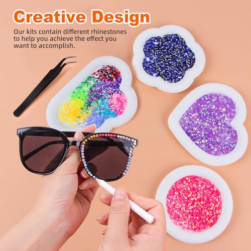 18000Pcs Resin Jelly Rhinestones for Bedazzling, 28 Colors 4mm Flatback Gems for Diamond Art, Bedazzler Kit with 3Pcs 10ml B7000 Jewelry Glue for Crafting Crafts Book Shoes Nail Art