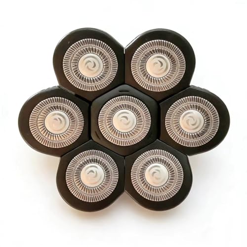 7 Blade Floating Replacement Shaving Head,for Many Main Brands Electric Shaver Razor Bald Men Head Shaver Blades,7 Head Replacement Black