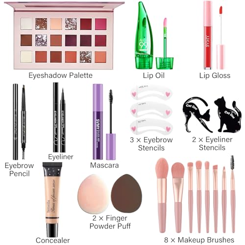 Makeup Set for Women, Makeup Full Kit for Beginners & Professionals, Travel Makeup Kit for Teens & Adults, Make up Set for Girls, Eyeshadow Palette, Lip Gloss, Face Make up