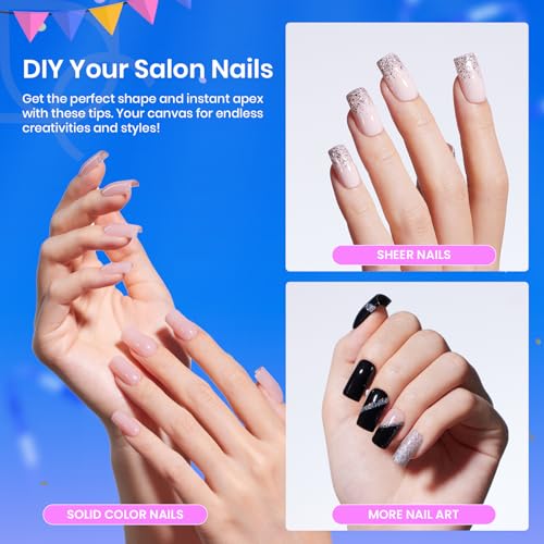 Beetles Tipex Gel Nail Kit Short Square Instant Apex Nail Tips & Beetles 15ml Nail Dehydrator and Primer