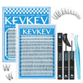 Wispy Lash Clusters Kit Invisible Thin Band Natural Eyelash Clusters 8-16mm Lash Extension Kit Mix Length Clear Band Natural Look Cluster Eyelash Extensions With Lash Bond DIY Lash At Home(Wispy02)