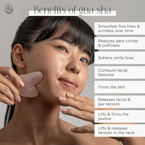 Mount Lai Rose Quartz Gua Sha Facial Tool ? The Stone of Graceful Radiance ? 100% Genuine Rose Quartz Stone Face Sculpting Tool for Lymphatic Drainage, Puffiness Reduction & Graceful Beauty